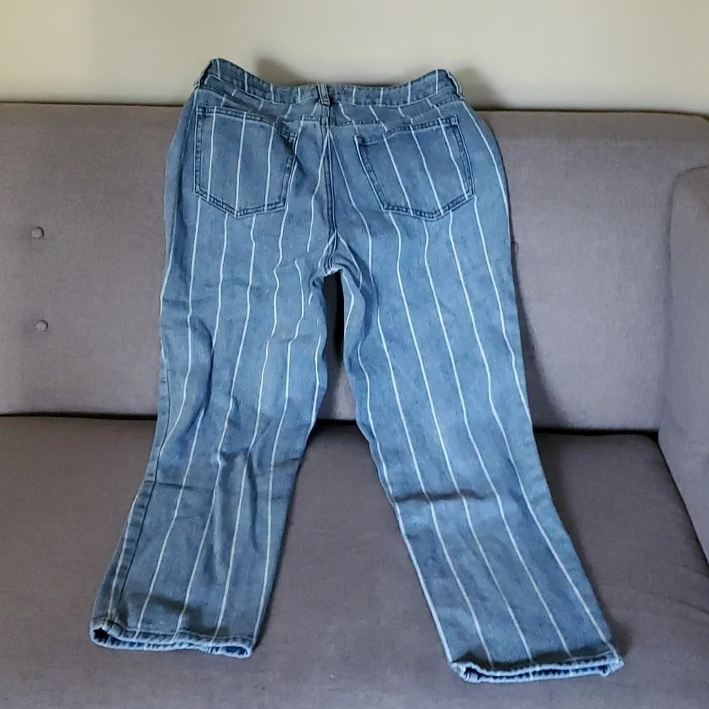 pacsun jeans women’s size 27 blue white Mom jean vertical stripes